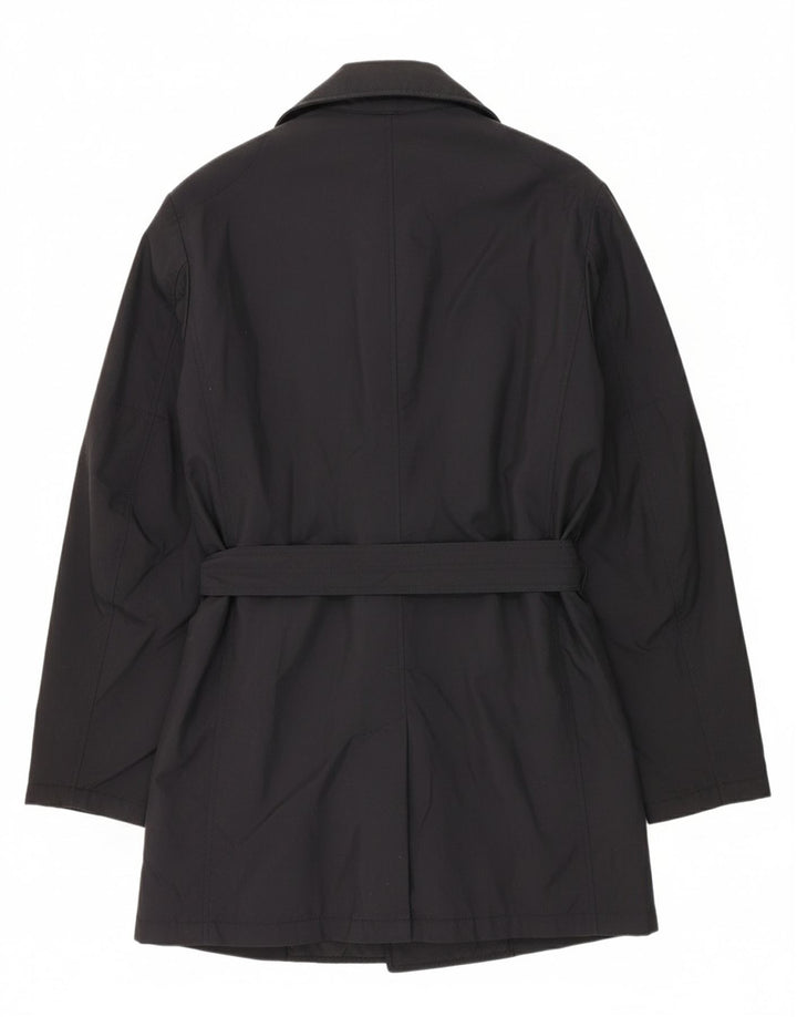GAS Womens Double Breasted Trench Coat UK 14 Medium Black