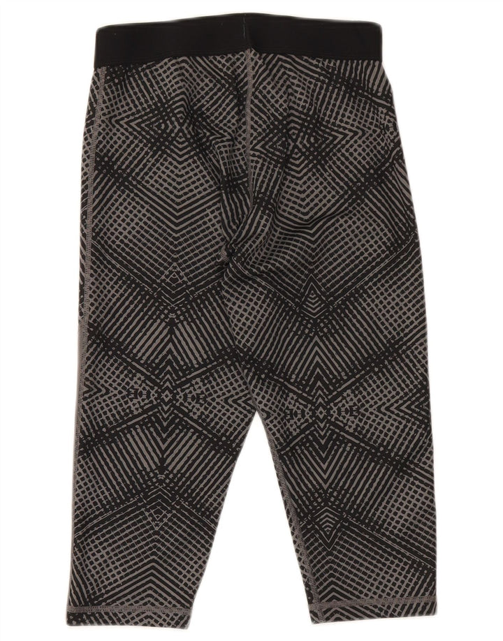 Adidas Damen Capri-Leggings UK 8 Small Graues geometrisches Polyester
