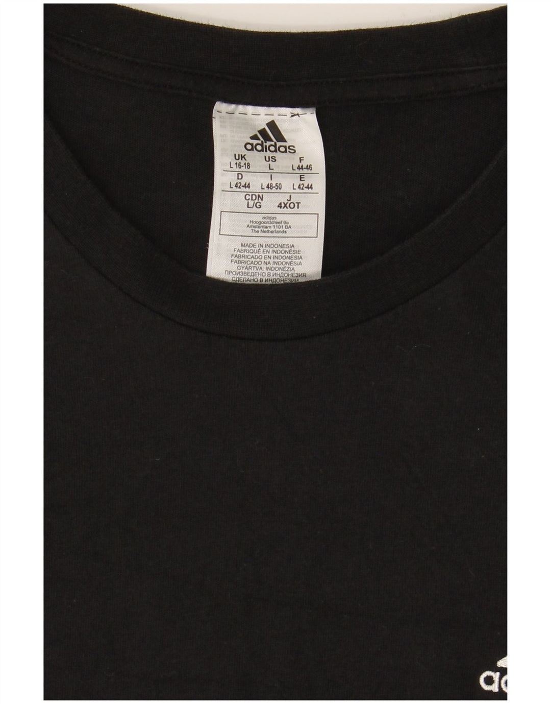 ADIDAS Damen Top Langarm UK 16/18 Große schwarze Baumwolle