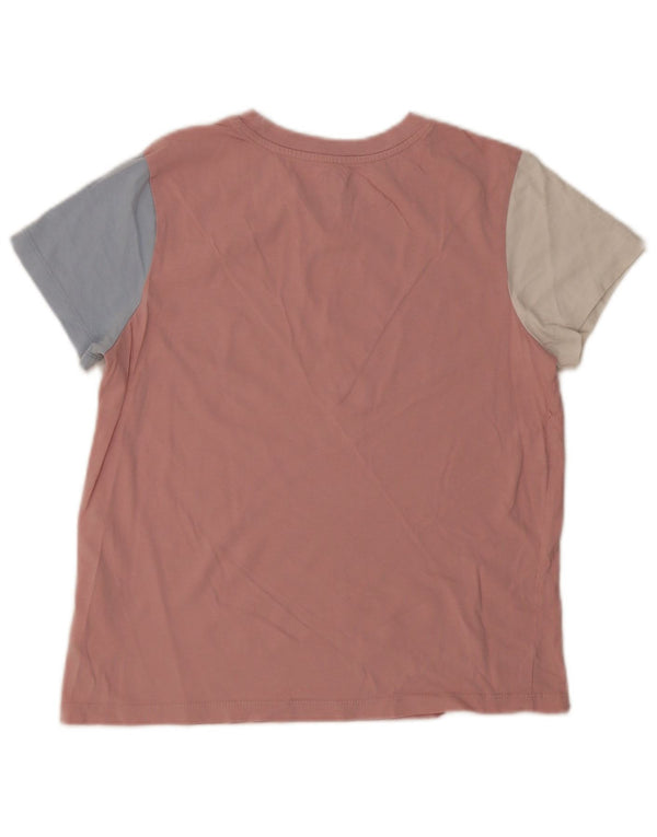 Vans Damen T-Shirt Top UK 16 Large Rosa Colourblock Baumwolle