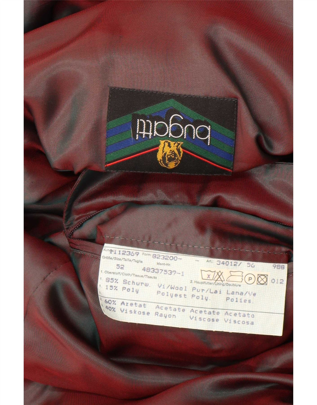 Bugatti Herrenmantel EU 52 XL Schwarze Wolle