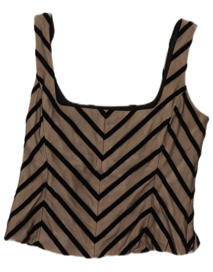 Coast Damen Ärmelloses Crop Top UK 12 Medium Beige Chevron Polyester