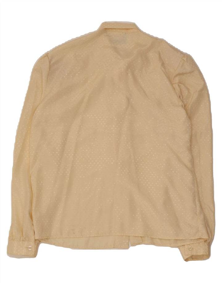 VINTAGE Womens Front Tie Shirt Blouse UK 14 Large Beige Spotted Polyester Vintage Vintage and Second-Hand Vintage from Messina Hembry 