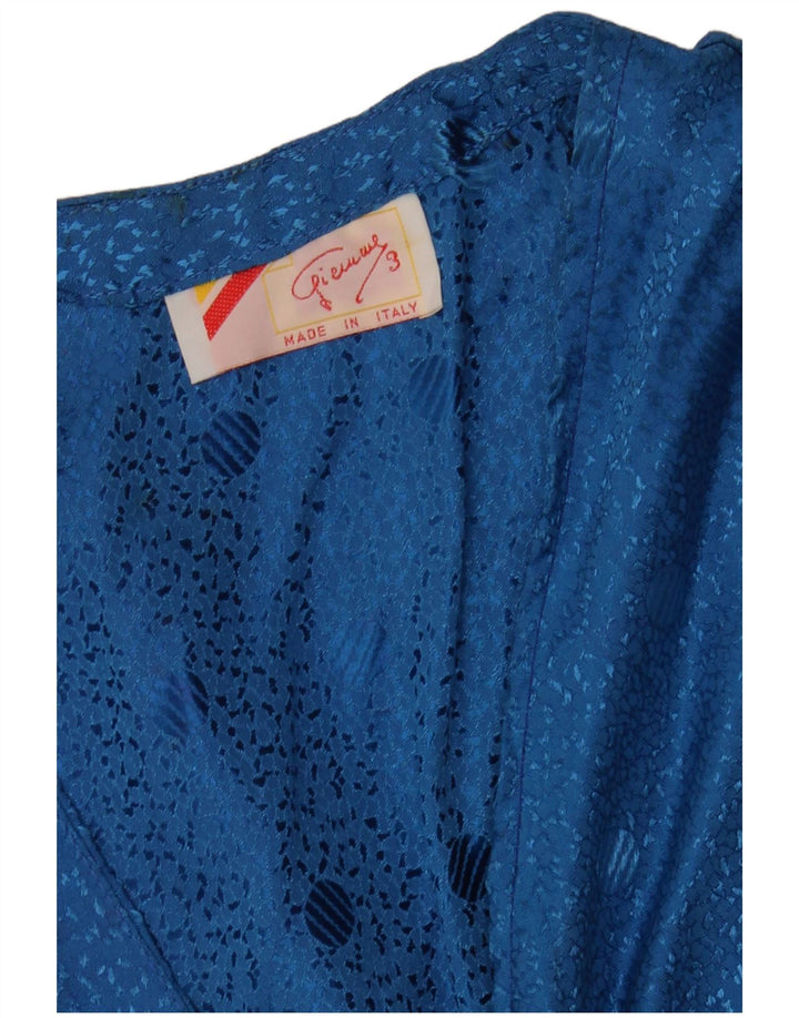 Vintage Damen Weste UK 12 Mittelblau Geometrisch Klassisch