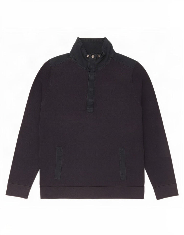 Gap Herren-Sweatshirt mit Knopfkragen, groß, marineblaue Baumwolle