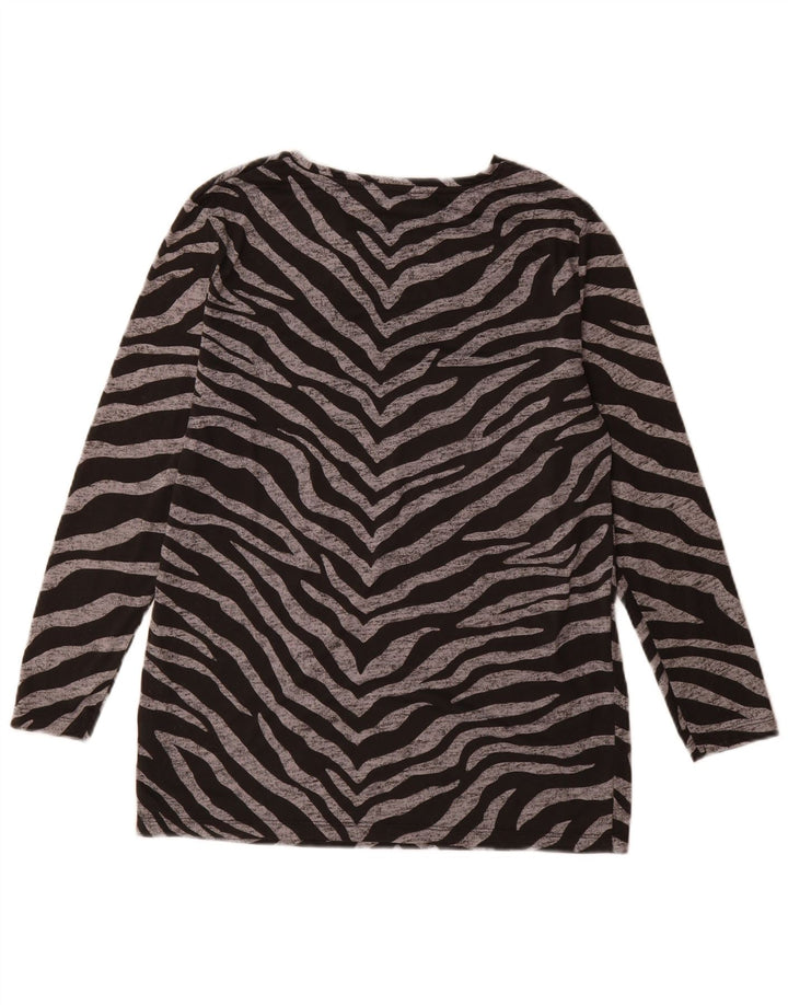 Marks & Spencer Damen Top Langarm UK 12 Medium Schwarz Animal Print