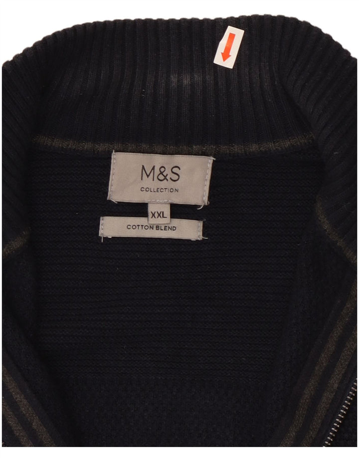 Marks & Spencer Herren Strickjacke 2XL Marineblau Baumwolle