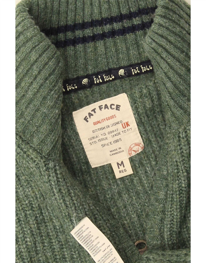 Fat Face Herren-Pullover mit Reißverschluss am Hals, mittelgrünes Acryl