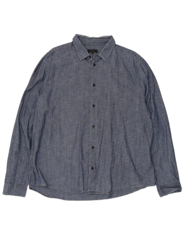 Cos Herrenhemd XL Blau Baumwolle