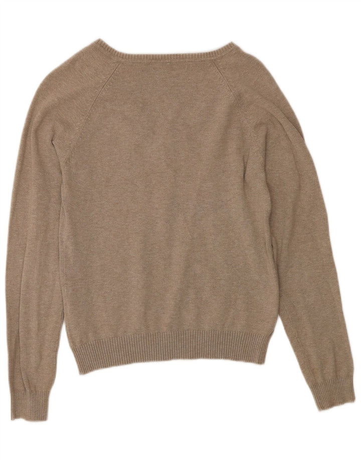 Zara Damen-Pullover mit V-Ausschnitt, UK 12, mittelgraue Baumwolle