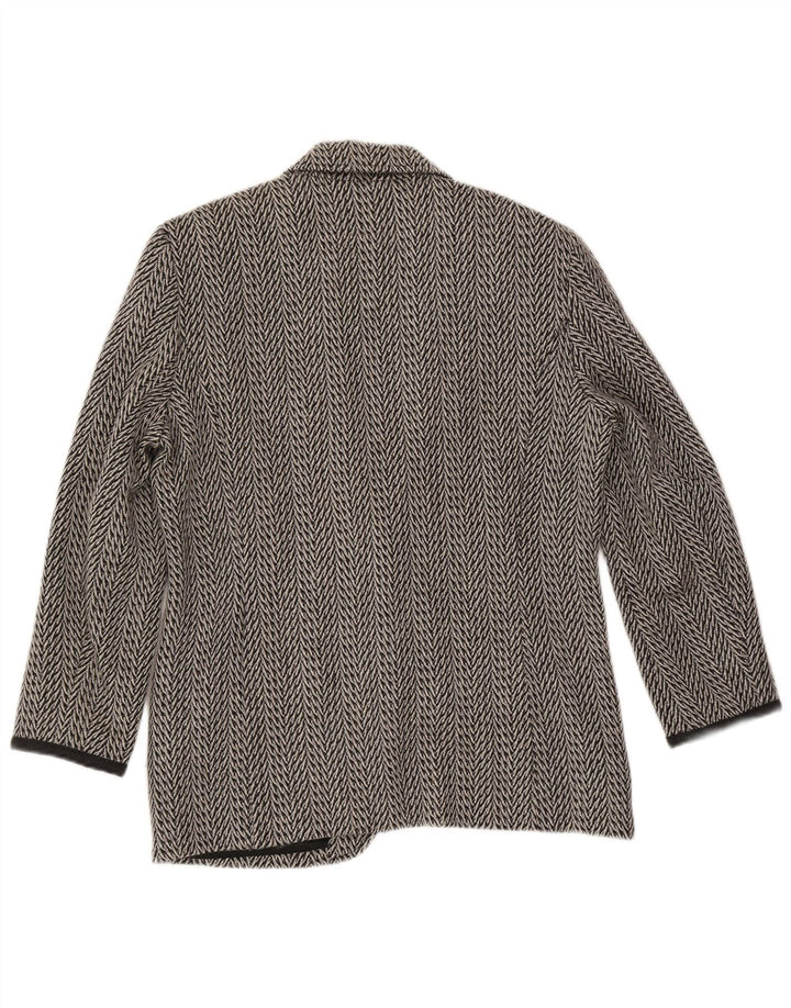 Coeli Premiere Damen-Blazer mit 2 Knöpfen, Größe IT 44, mittelgrau, Fischgrätenmuster