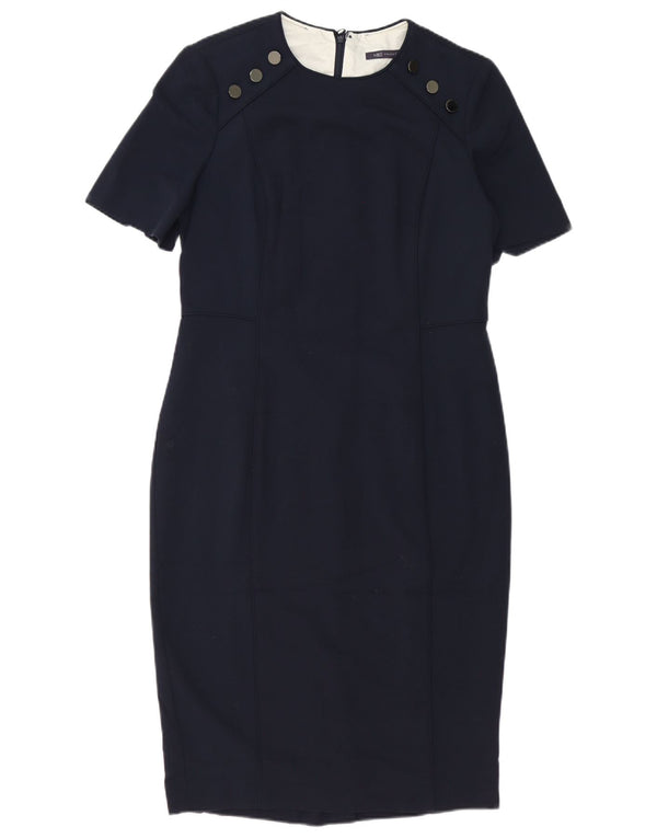 Marks & Spencer Damen Etuikleid UK 14 Large Marineblau Polyester