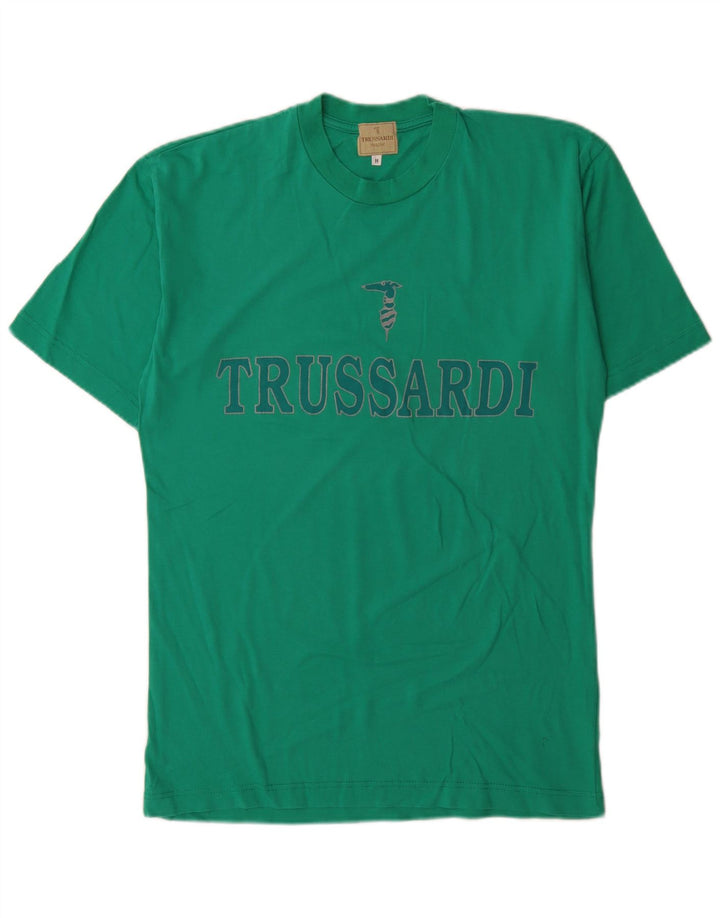 Trussardi Herren-T-Shirt mit Grafik, mittelgrüne Baumwolle