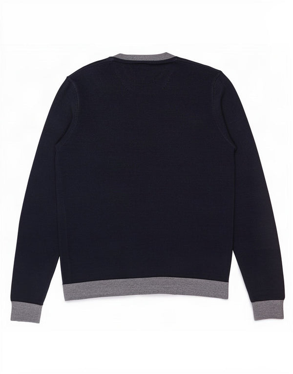 Ted Baker Herren-Pullover mit Rundhalsausschnitt, Größe 5, XL, Marineblau, Farbblock