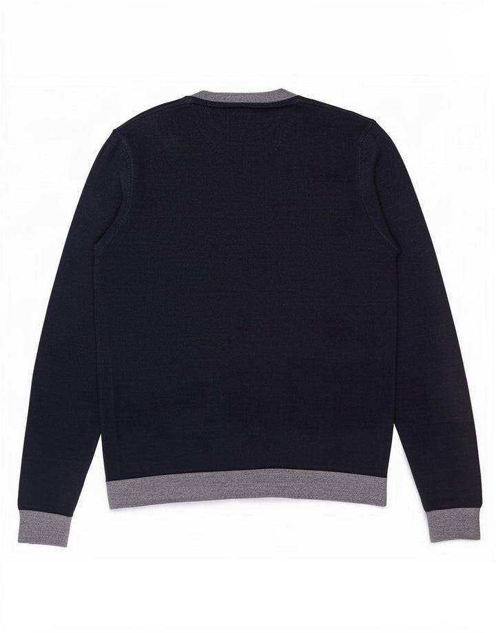 Ted Baker Herren-Pullover mit Rundhalsausschnitt, Größe 5, XL, Marineblau, Farbblock