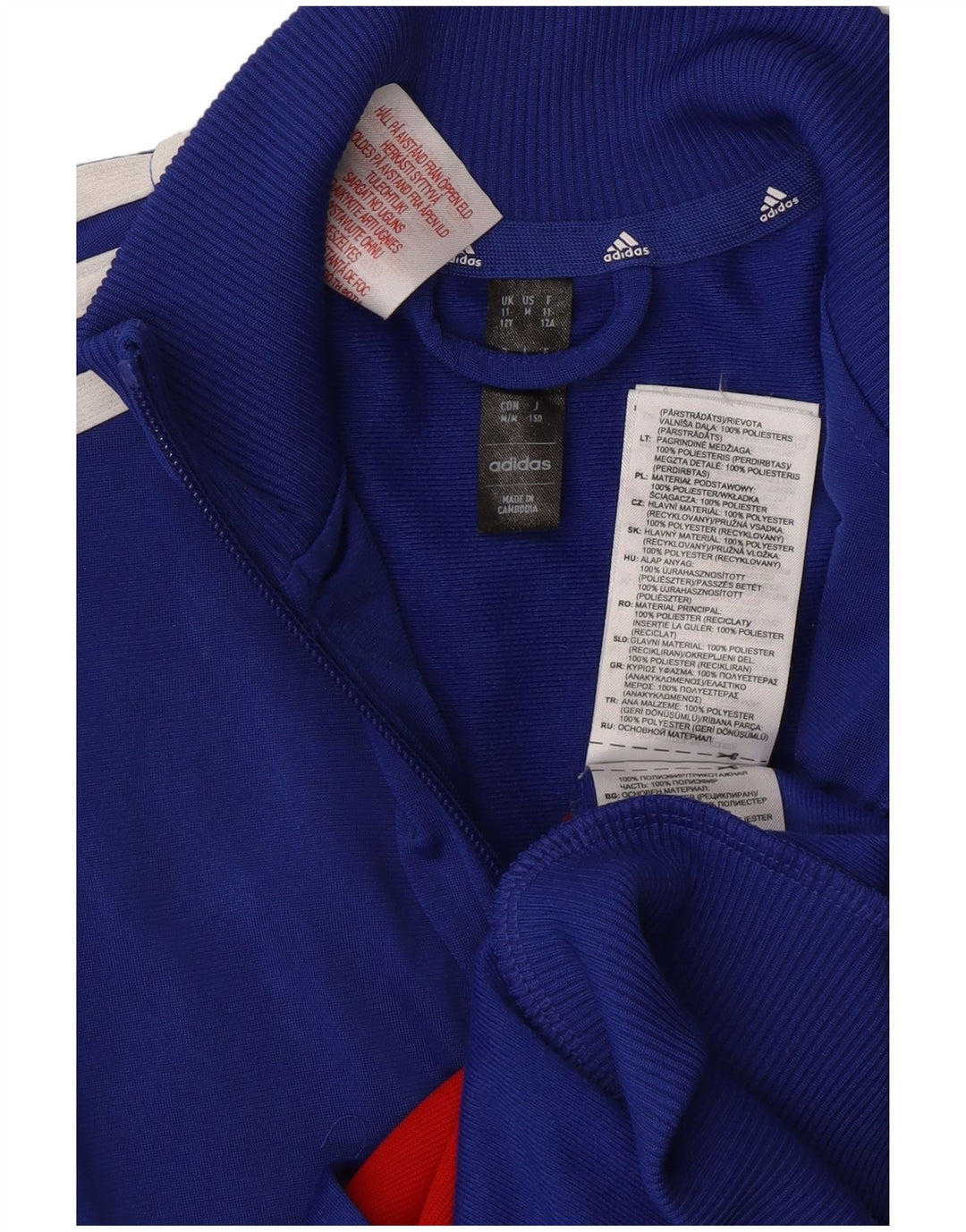 Adidas Jungen-Trainingsanzug-Top-Jacke, 11–12 Jahre, blaues Colourblock-Polyester