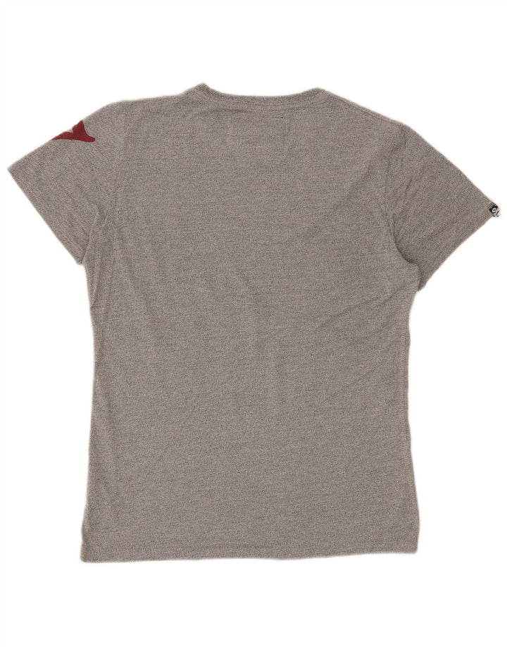 SUPERDRY Herren Grafik-T-Shirt-Oberteil aus mittelgrauer Baumwolle