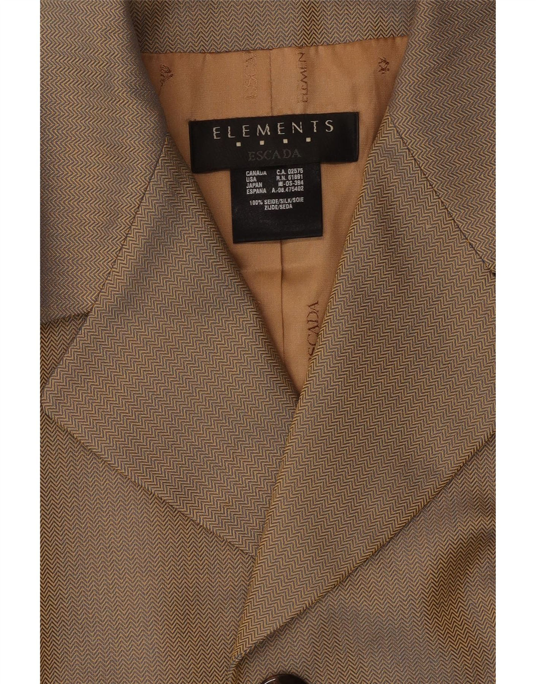 Escada Womens Elements Blazer Jacke UK 12 Mittelbeige Herringbone