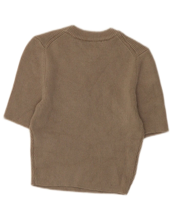 Zara Damen Crop Short Sleeve Boat Neck Pullover Pullover UK 8 Small Grau