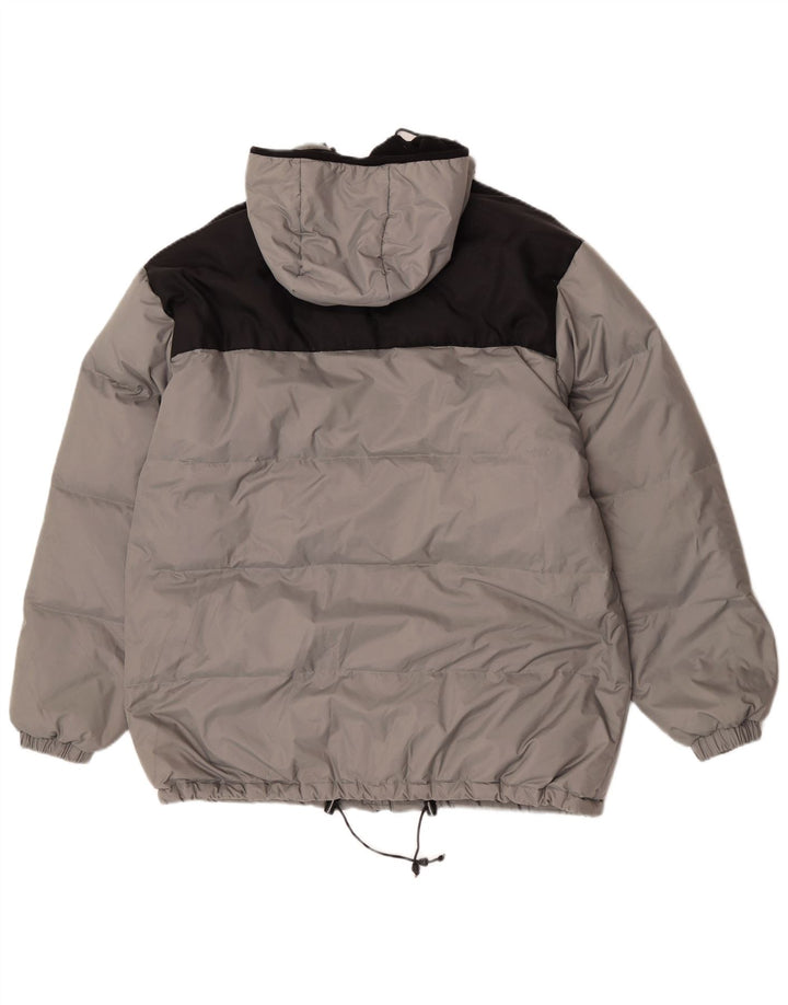 Gefütterte Herrenjacke mit Kapuze von Fishbone, UK 38, mittelgraues Colourblock-Nylon
