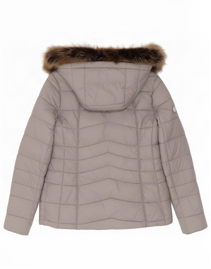 Barbour Wattierte Damenjacke mit Kapuze, UK 14, Größe L, Grau
