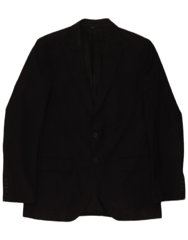 Marks & Spencer Herren-Blazer mit 2 Knöpfen, UK 38, mittelschwarze Wolle