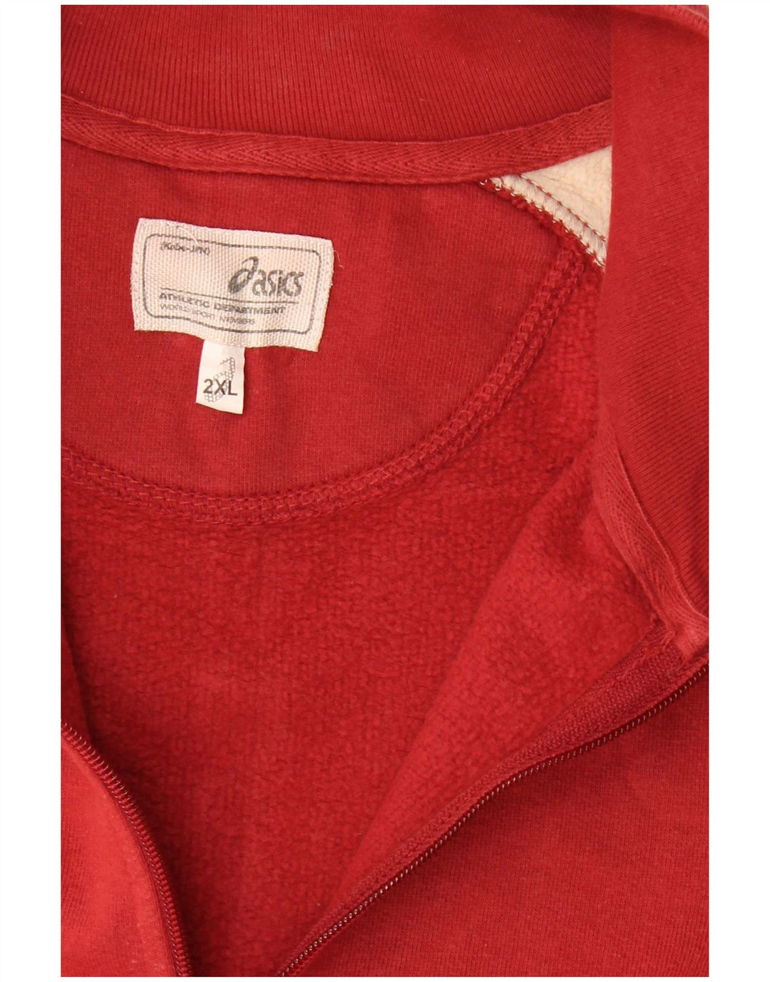 ASICS Herren-Sweatshirt mit Reißverschluss am Hals, 2XL, rote Farbblock-Baumwolle