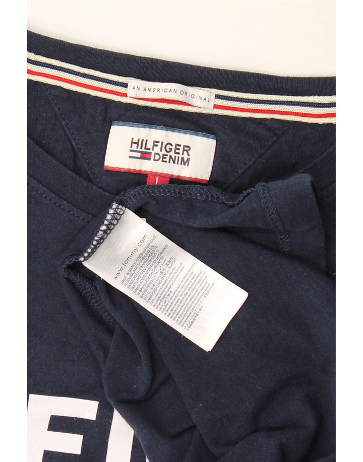TOMMY HILFIGER Herren Grafik-Oberteil Langarm Große Marineblaue Baumwolle