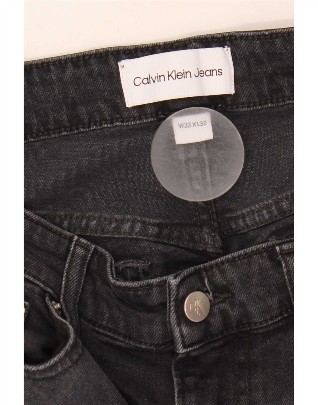 Calvin Klein Herren Slim Jeans W33 L32 Schwarze Baumwolle