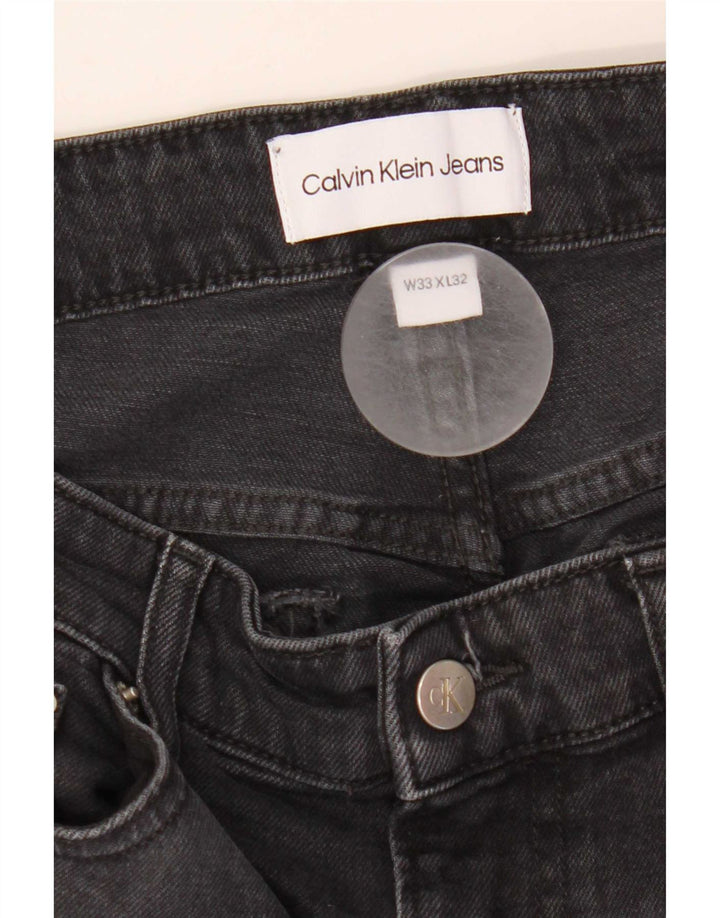 Calvin Klein Herren Slim Jeans W33 L32 Schwarze Baumwolle
