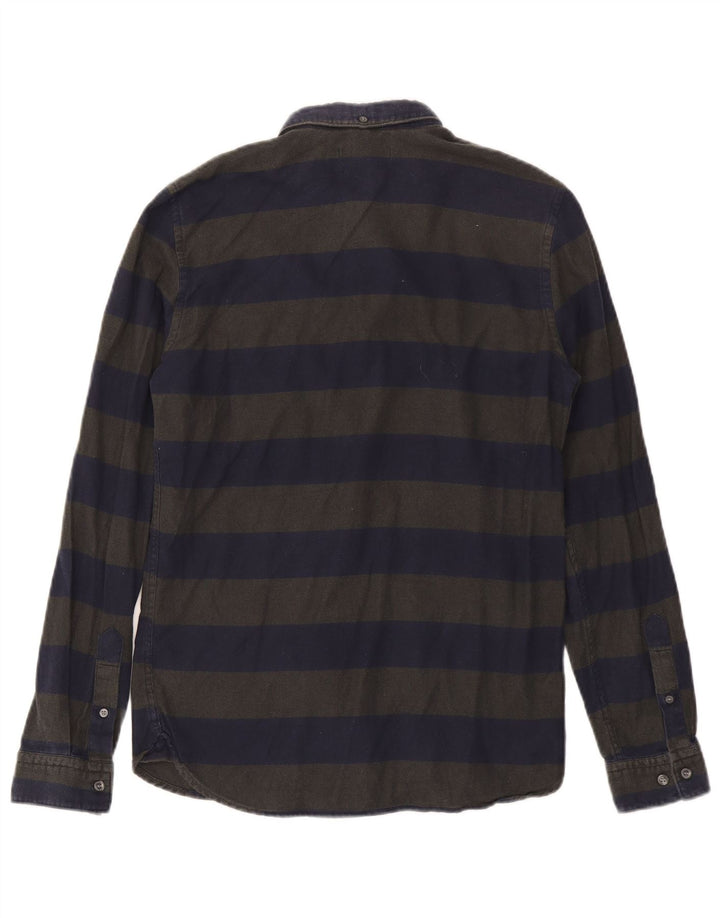 French Connection Slim Flanellhemd für Herren, klein, marineblau, gestreift, Baumwolle
