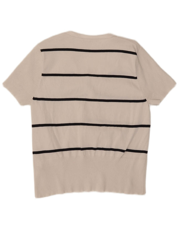 Tommy Hilfiger Damen T-Shirt Top UK 14 Große weiß gestreifte Baumwolle