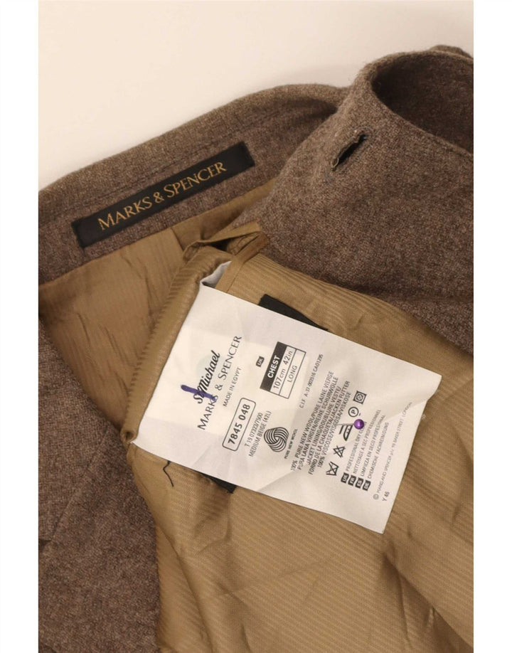 Marks & Spencer Herren 3-Knopf-Blazerjacke UK 42 Große braune Schurwolle