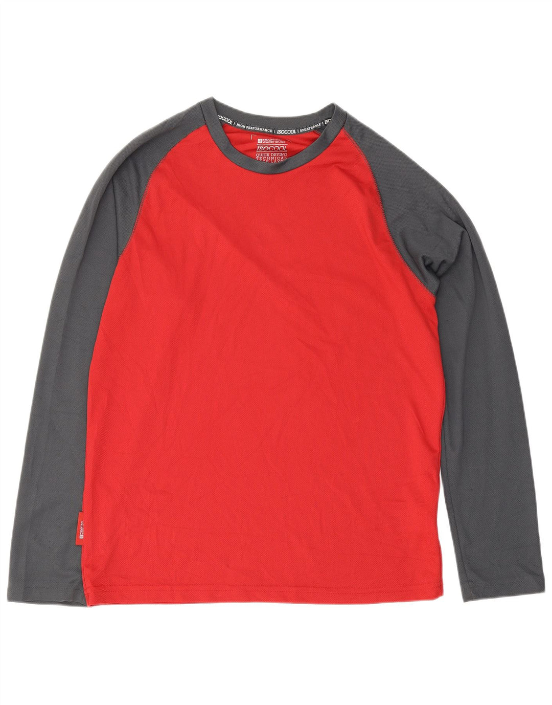 Mountain Warehouse IsoCool-Oberteil für Herren, langärmelig, Mittelrot, Farbblock