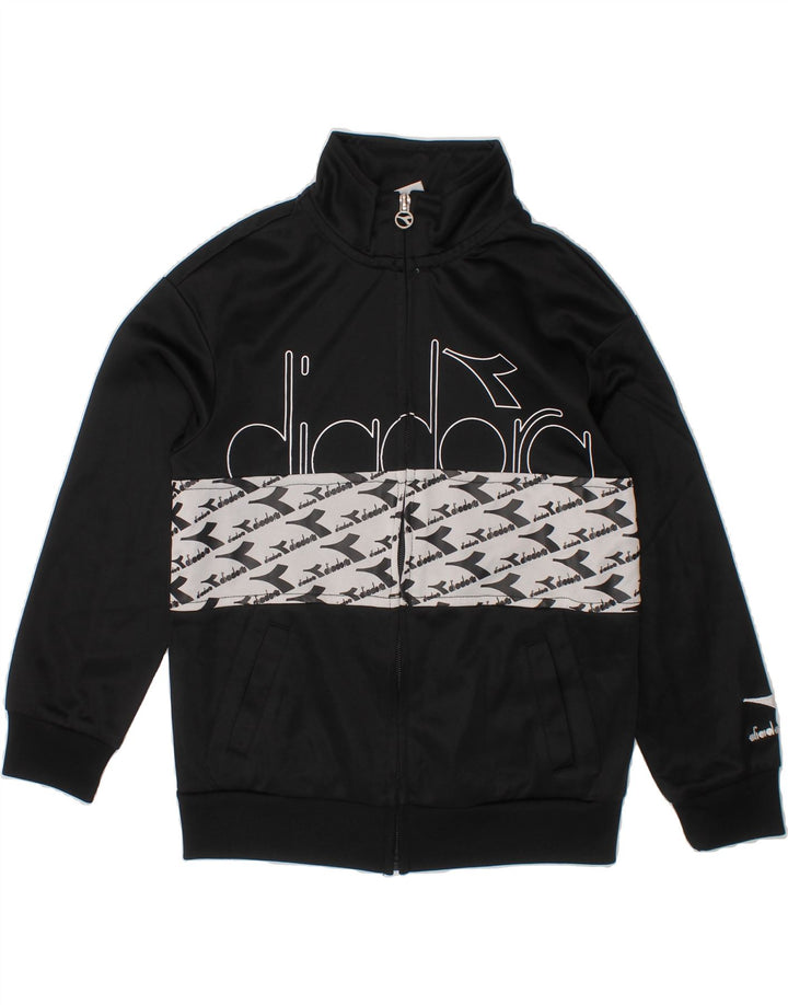 DIADORA Boys Tracksuit Top Jacket 5-6 Years Small Black Colourblock Vintage Diadora and Second-Hand Diadora from Messina Hembry 