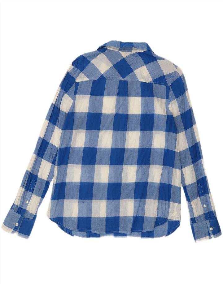 J. Crew Damen-Pullover-Hemd, US 10, große blaue Gingham-Baumwolle