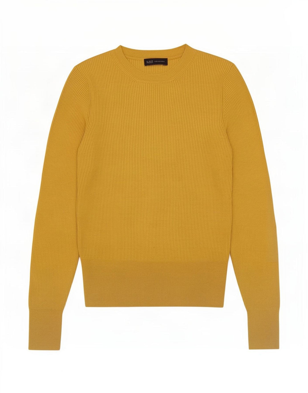 Marks & Spencer Damen-Pullover mit Rundhalsausschnitt, UK 12, mittelgelbe Viskose