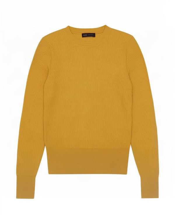 Marks & Spencer Damen-Pullover mit Rundhalsausschnitt, UK 12, mittelgelbe Viskose