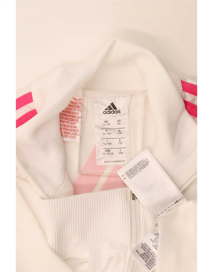 Adidas Mädchen-Trainingsanzug-Top-Jacke, 14–15 Jahre, cremefarbenes Polyester