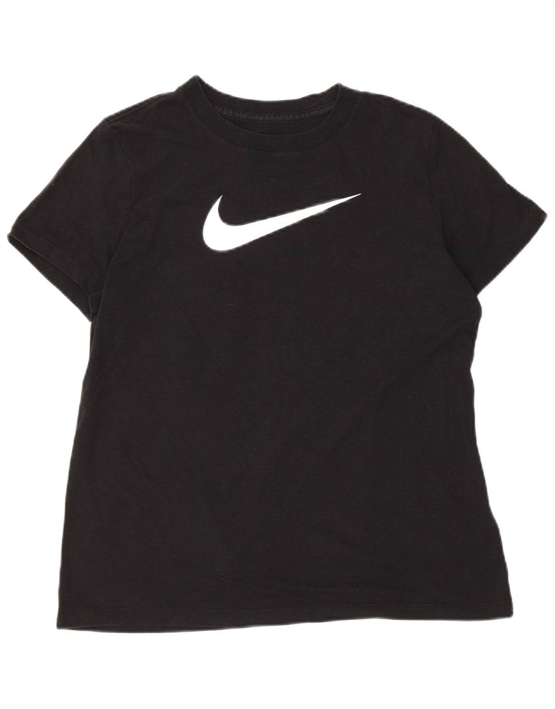 Nike Damen Dri Fit Graphic T-Shirt Top UK 14 Mittelschwarze Baumwolle