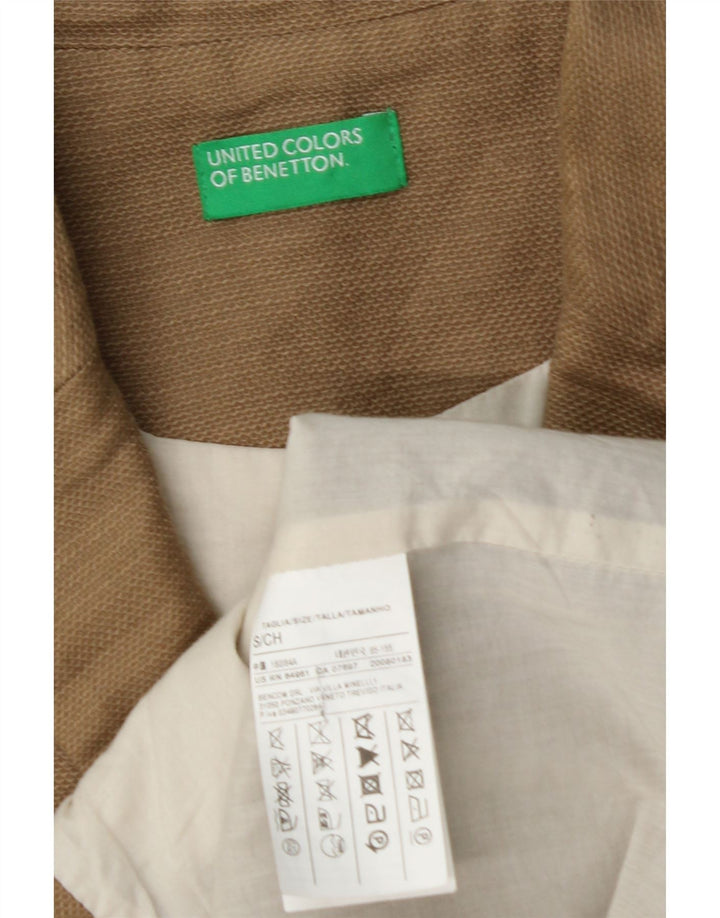 BENETTON Womens Oversized Overcoat UK 10 Small Beige Cotton