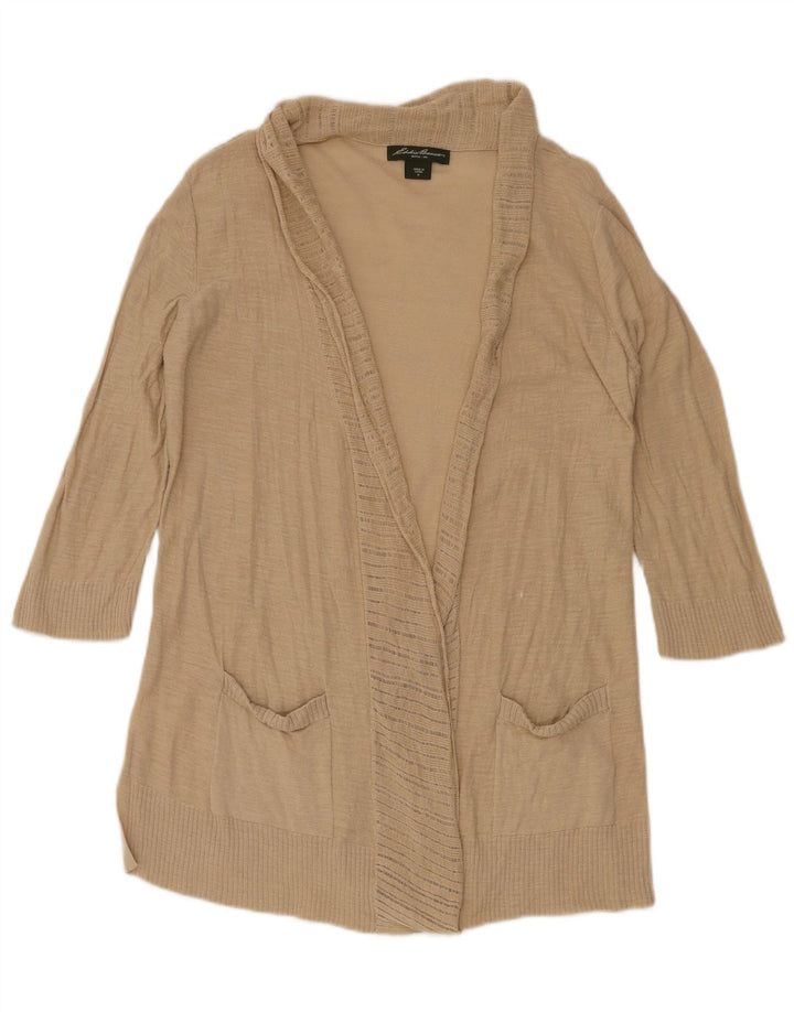 EDDIE BAUER Damen Longline Open Cardigan Pullover UK 12 Medium Beige