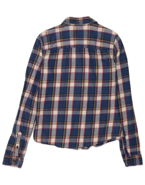 Hollister Womens Flannel Shirt UK 10 Mall Blau karierte Baumwolle