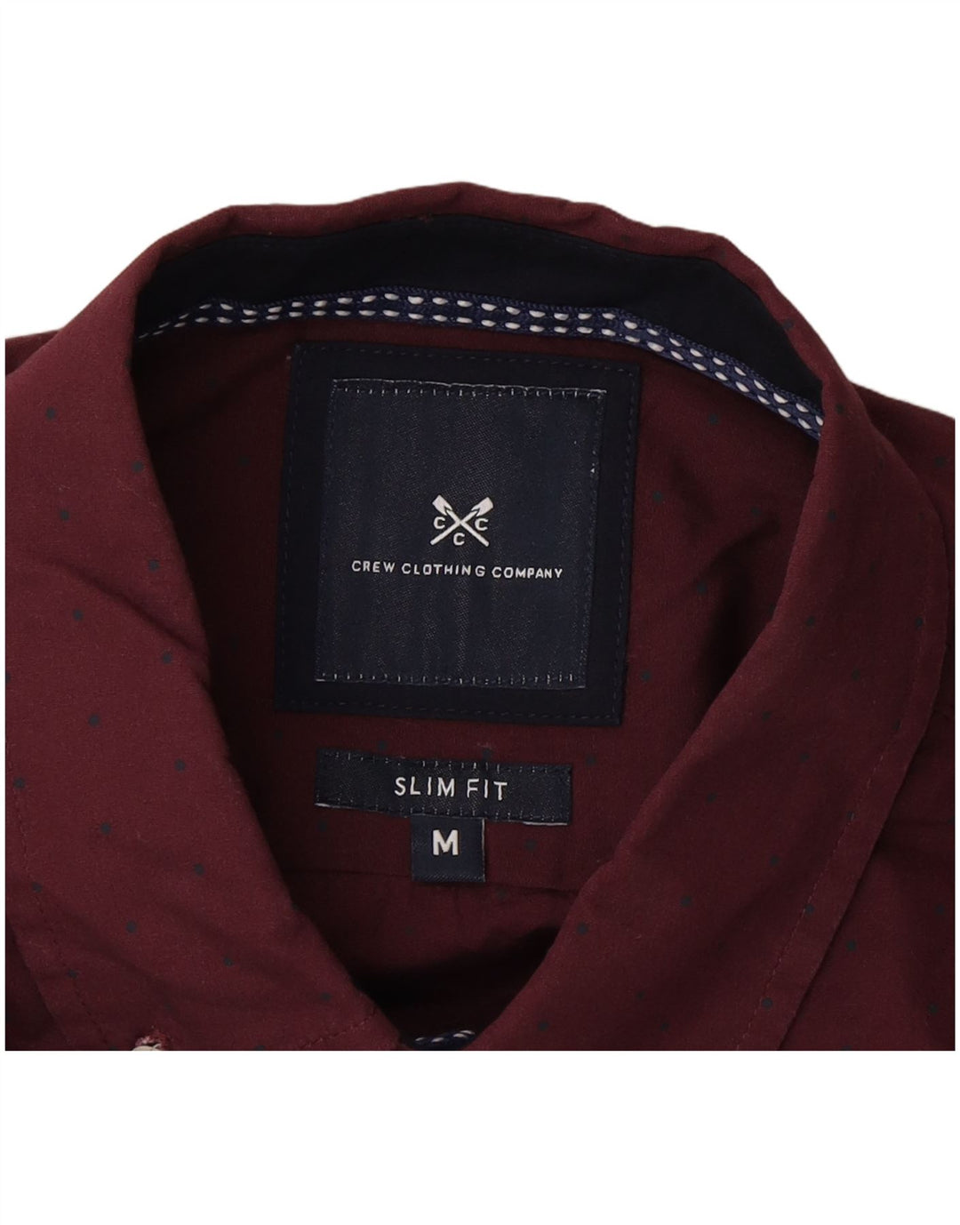 Slim-Fit-Hemd für Herren von Crew Clothing, mittelgroß, Burgunderrot gepunktet