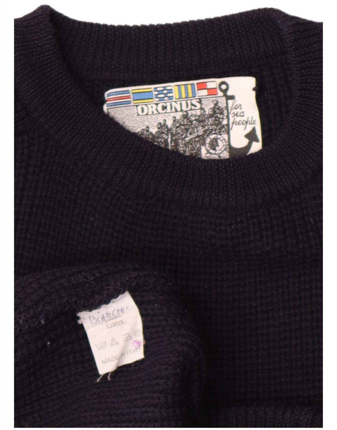 Orcinus Herren-Pullover mit Rundhalsausschnitt, mittlere marineblaue Wolle