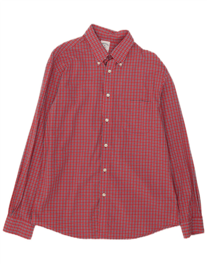 Brooks Brothers Herren-Regent-Hemd, mittelrot, kariert, Baumwolle