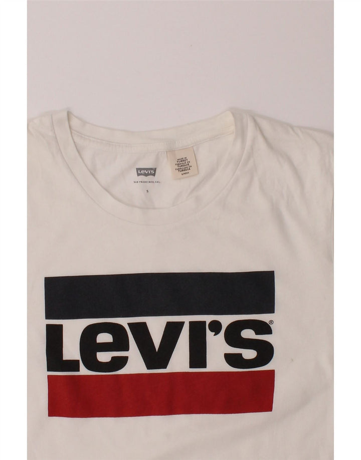 LEVI'S Womens Graphic T-Shirt Top UK 10 Small White Cotton Vintage Levi's and Second-Hand Levi's from Messina Hembry 