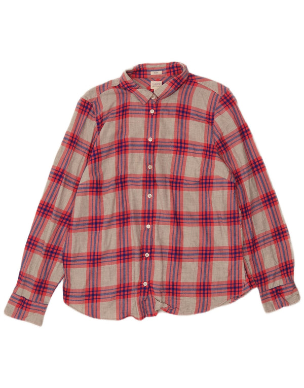 J. Crew Damen Boy Fit Flanellhemd UK 18 XL rot kariert Baumwolle