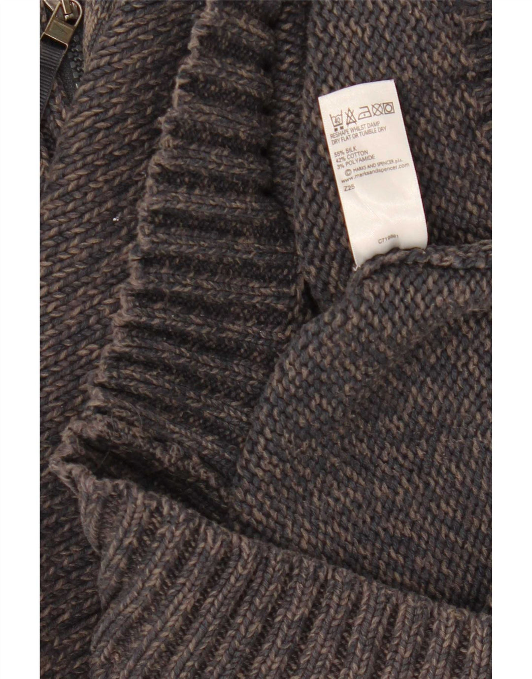 Marks & Spencer Herren-Pullover mit Reißverschluss am Hals, Größe S, marineblau gesprenkelte Seide