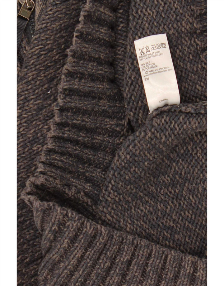 Marks & Spencer Herren-Pullover mit Reißverschluss am Hals, Größe S, marineblau gesprenkelte Seide